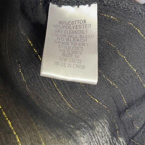 Umgee Black and Gold Ruffled Metallic Long Sleeve Top M - Picture 3 of 4